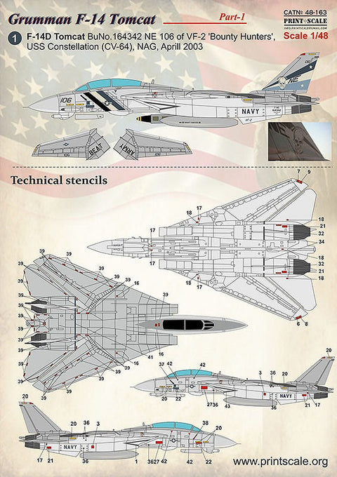 プリントスケール 48-163 1/48 グラマン F-14 トムキャット Part1