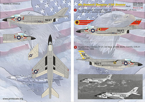 プリントスケール 48-182 1/48 ダグラス F3F デーモン Part 2 コンプリートセット