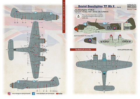 プリントスケール 48-212 1/48 ボーファイター Mk.X Part 2(3Dデカールインストルメントパネル付)