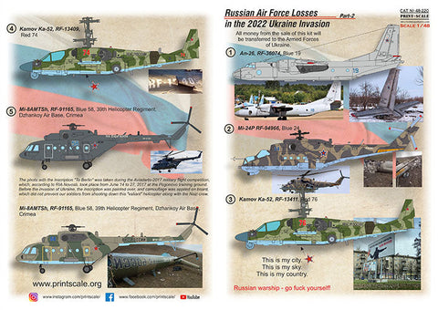 プリントスケール 48-220 1/48 ウクライナ侵攻 撃墜されたロシア空軍機 2022年 Part 2
