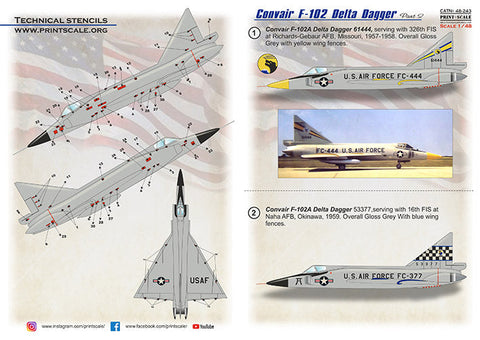 プリントスケール 48-243 1/48 コンベア F-102 デルタダガー パート 2