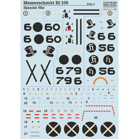 プリントスケール 48-266 1/48 メッサーシュミット Bf-109 B/D スペイン戦争 パート1