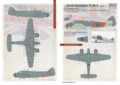 プリントスケール 48-305 1/48 ブリストル ボーファイター TF Mk X パート4