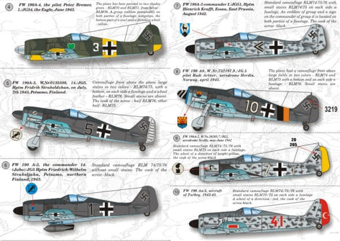 プリントスケール 72-002 1/72 フォッケウルフ 190А2-А9 А コンプリートセット