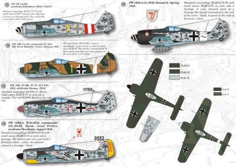 プリントスケール 72-002 1/72 フォッケウルフ 190А2-А9 А コンプリートセット