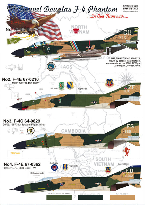 プリントスケール 72-029 1/72 F-4 ファントムII ベトナム戦争