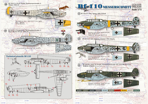 プリントスケール 72-035 1/72 メッサーシュミット Me 110