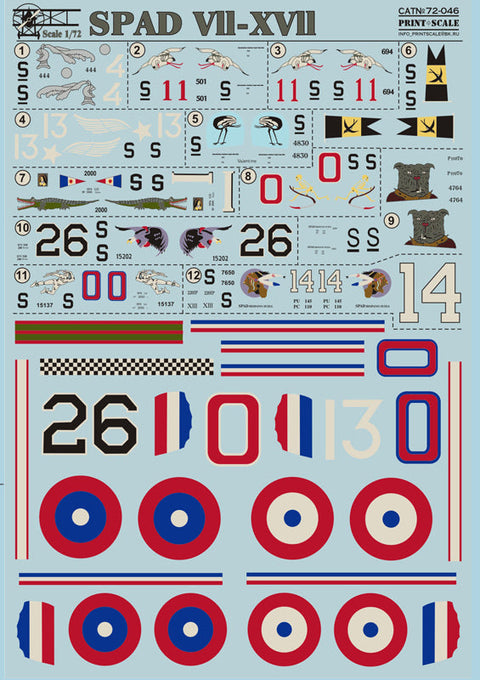 プリントスケール 72-046 1/72 Spad VII-XVII