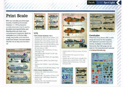 プリントスケール 72-062 1/72 グロスター グラジエーター Part1