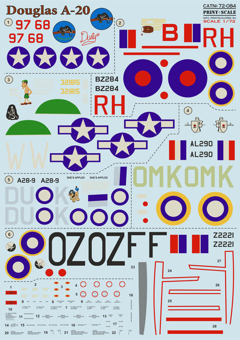 プリントスケール 72-084 1/72 ダグラス A-20 ハボック