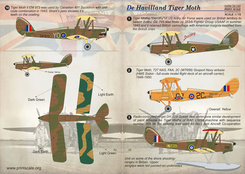 プリントスケール 72-103 1/72 DH.82 タイガーモス