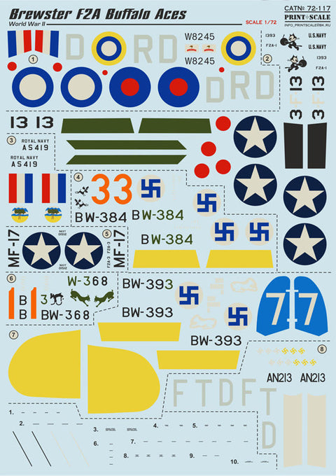 プリントスケール 72-117 1/72 ブリュースター F2A バッファロー