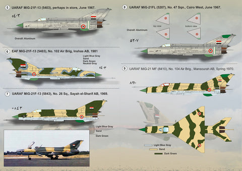 プリントスケール 72-126 1/72 MiG-19s and MiG-21s アラブ空軍