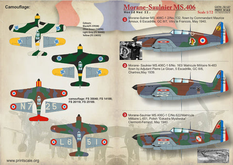 プリントスケール 72-127 1/72 モラーヌ・ソルニエ M.S.406