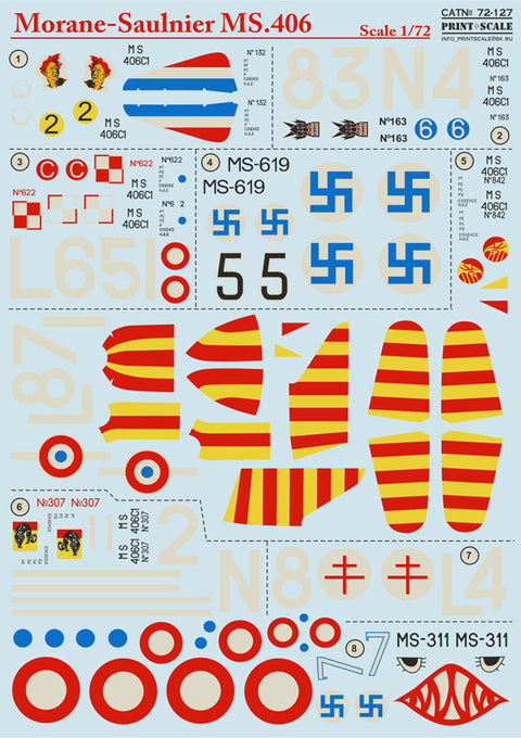プリントスケール 72-127 1/72 モラーヌ・ソルニエ M.S.406