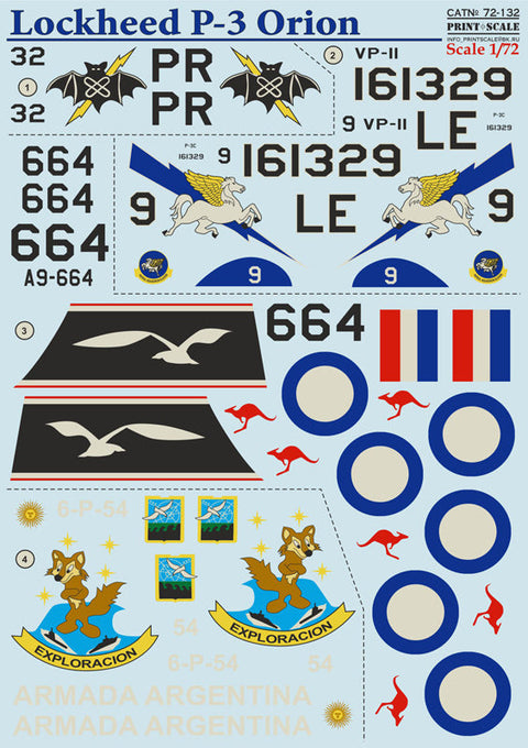 プリントスケール 72-132 1/72 ロッキード P-3 オリオン