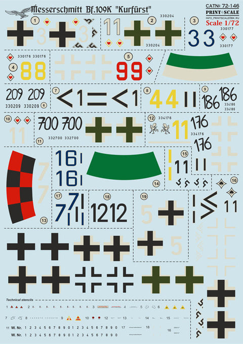 プリントスケール 72-146 1/72 メッサーシュミット Bf109K