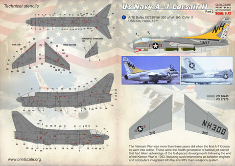 プリントスケール 72-161 1/72 A-7コルセアII Part 2+A-7コルセアIIテクニカルステンシル