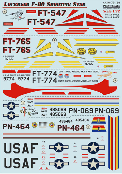 プリントスケール 72-168 1/72 ロッキード F-80 シューティングスター コンプリートセット