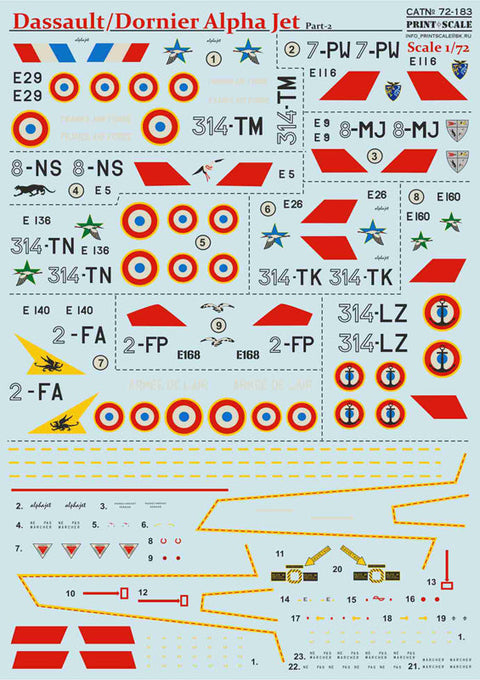 プリントスケール 72-183 1/72 ダッソー/ドルニエ アルファジェット Part 2