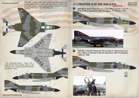 プリントスケール 72-188 1/72 F-4 ファントムII RAF & FAA コンプリートセット