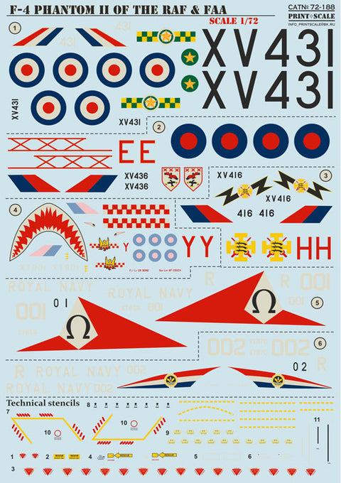 プリントスケール 72-188 1/72 F-4 ファントムII RAF & FAA コンプリートセット