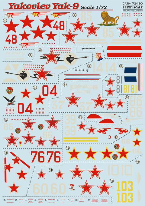 プリントスケール 72-190 1/72 ヤコブレフ ヤク-9 Part 2