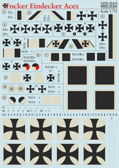 プリントスケール 72-213 1/72 フォッカー アインデッカー エース