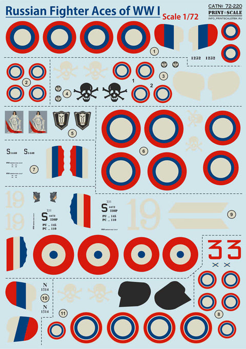 プリントスケール 72-220 1/72 ロシア エース機 WWI