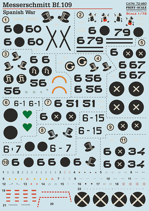 プリントスケール 72-460 1/72 Bf-109 メッサーシュミット in スペイン戦争