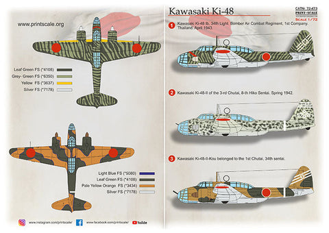 プリントスケール 72-473 1/72 川崎 キ48