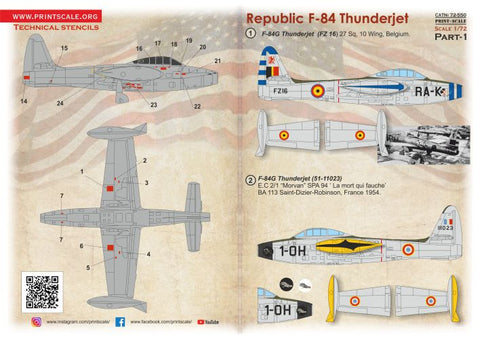 プリントスケール 72-550 1/72 F-84G サンダージェット. パート1