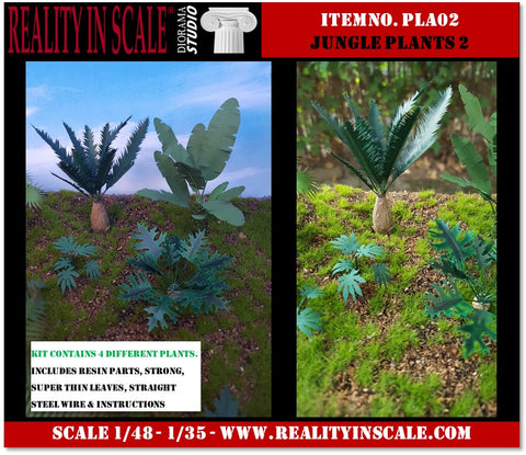 リアリティインスケール PLA02 1/35 ジャングル植物 2 - 4 種類の植物