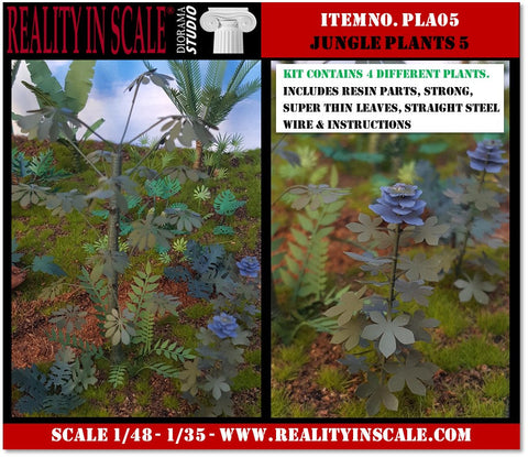リアリティインスケール PLA05 1/35 ジャングル植物 5 - 4 種類の植物