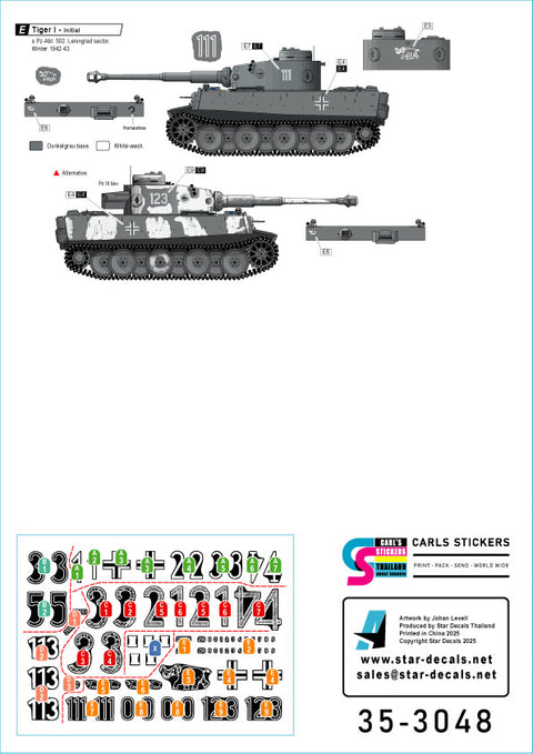 スターデカール 35-3048 1/35 タイガーI 第502重戦車大隊# 1. 極初期型 and 初期型 タイガー重戦車1942-43.