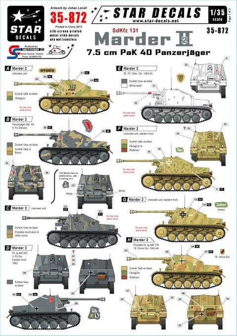 スターデカール 35-872 1/35 Sdkfz 132 マーダーII 東部戦線
