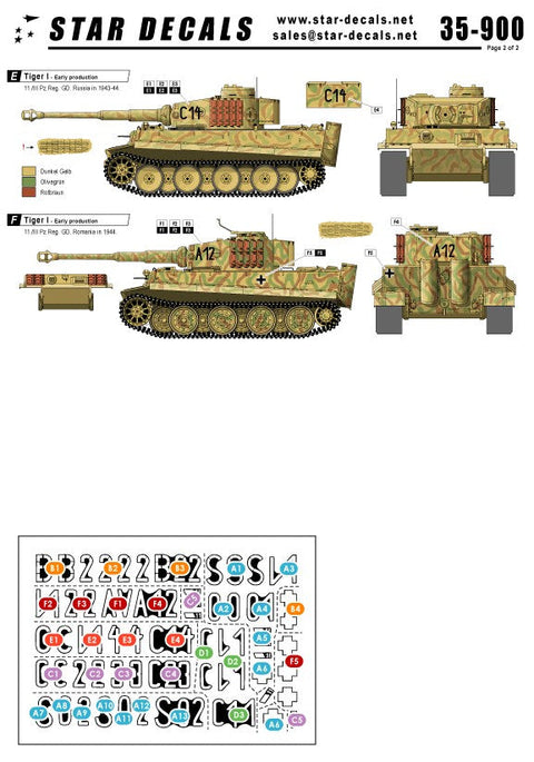 スターデカール 35-900 1/35 グロスドイッチュラント師団 タイガーI 初期型・中期型・後期型 1943-45