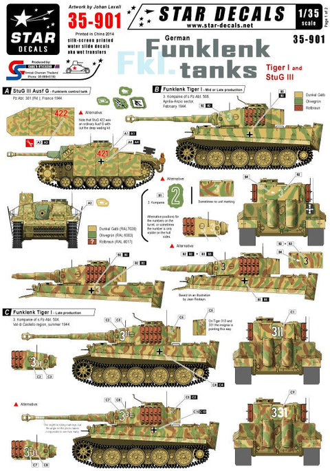 スターデカール 35-901 1/35 ドイツ 無線操縦 III号突撃砲・タイガーI