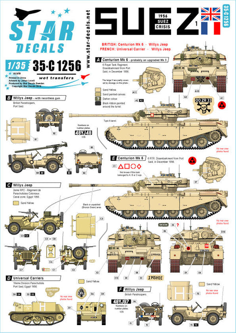 スターデカール 35-C1256 1/35 中東戦争 1956年スエズ危機#1 イギリス軍及びフランス軍所属の戦車と装甲車