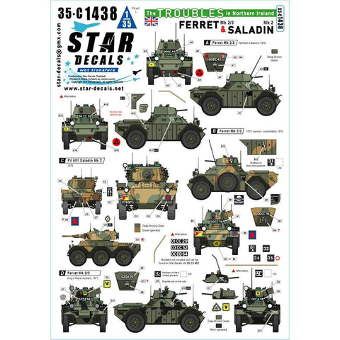 スターデカール 35-C1438 1/35 フェレット&サラディン 北アイルランド紛争 フェレットMk.2/3&サラディンMk.2
