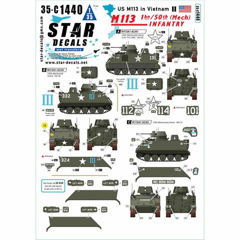 スターデカール 35-C1440 1/35 ベトナムにおける米軍M113 #2 M113A1ACAV 第 50 歩兵(機械化)大隊