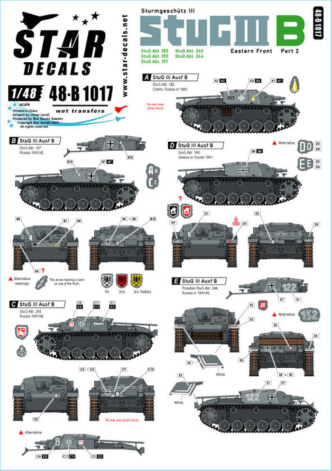 スターデカール 48-B1017 1/48 III号突撃砲 B型 1941-42 #2