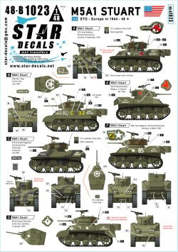 スターデカール 48-B1023 1/48 アメリカ M5A1 スチュアート軽戦車 北西ヨーロッパ 1944~1945年