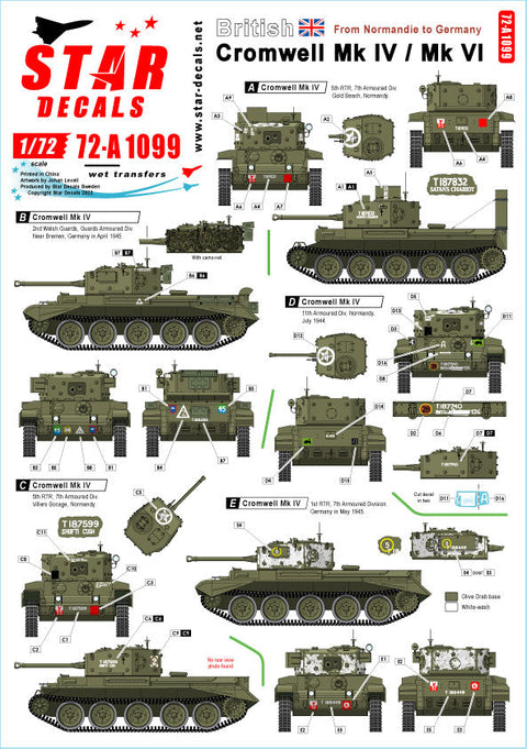 スターデカール 72-A1099 1/72 イギリス クロムウェル Mk IV / VI. ノルマンディ~ドイツ