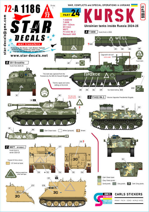 スターデカール 72-A1186 1/72 現用 ウクライナの戦争#24 クルスク ロシア領内のウクライナ軍戦車/自走砲/AFV 2024-25