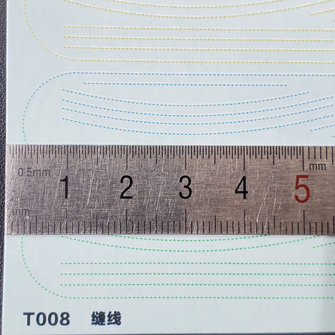 カレドモデル T008 縫合デカール 直線+曲線 シートクッションステッチデカール