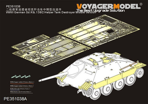 ボイジャーモデル PE351038A 1/35 WWII ドイツ陸軍 Sd.Kfz.138/2 ヘッツアー駆逐戦車 中期型(ガンバレル付)(ドラゴン 6037 6066 9148用)
