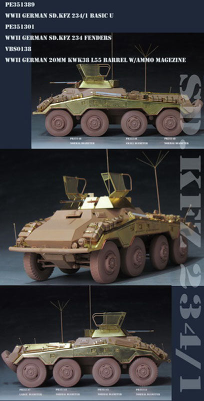 ボイジャーモデル PE351389B 1/35 WWII ドイツ Sd.Kfz 234/1 ベーシックアップグレードセット(B Ver.砲身付属)(RMF 5154用)