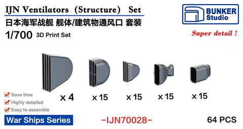 バンカースタジオ IJN70028 1/700 WWII日本海軍 通風装置セット