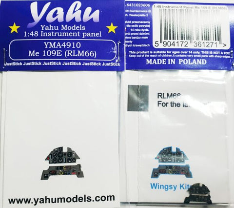 ヤフーモデル YMA4910 1/48 メッサーシュミット Me-109E (RLM66) 計器盤(ウィングジーキット用)